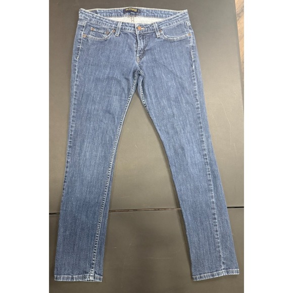 Levi's 524 Too Superlow Jeans Womens 11 Medium Blue Bootcut Distressed - Picture 5 of 11